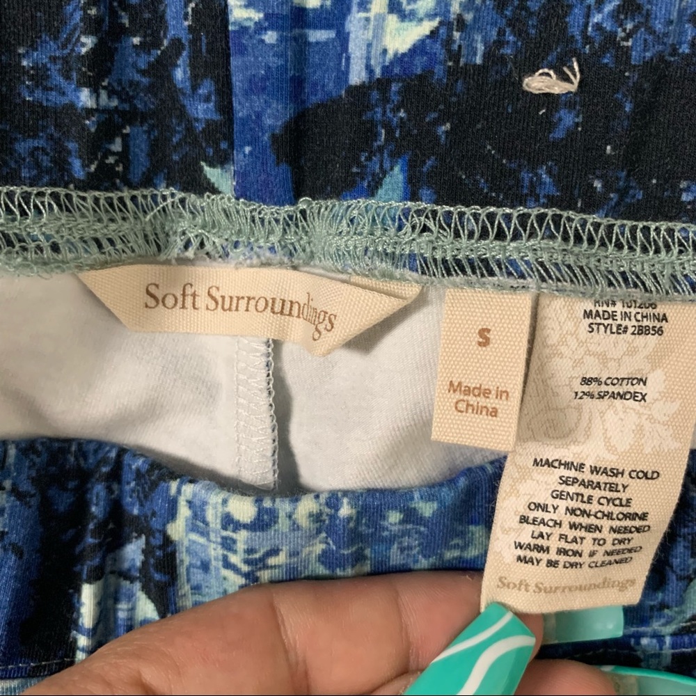 Soft Surroundings S Stretchy Comfy Blue Leggings Workout Gym Yoga - Picture 7 of 7
